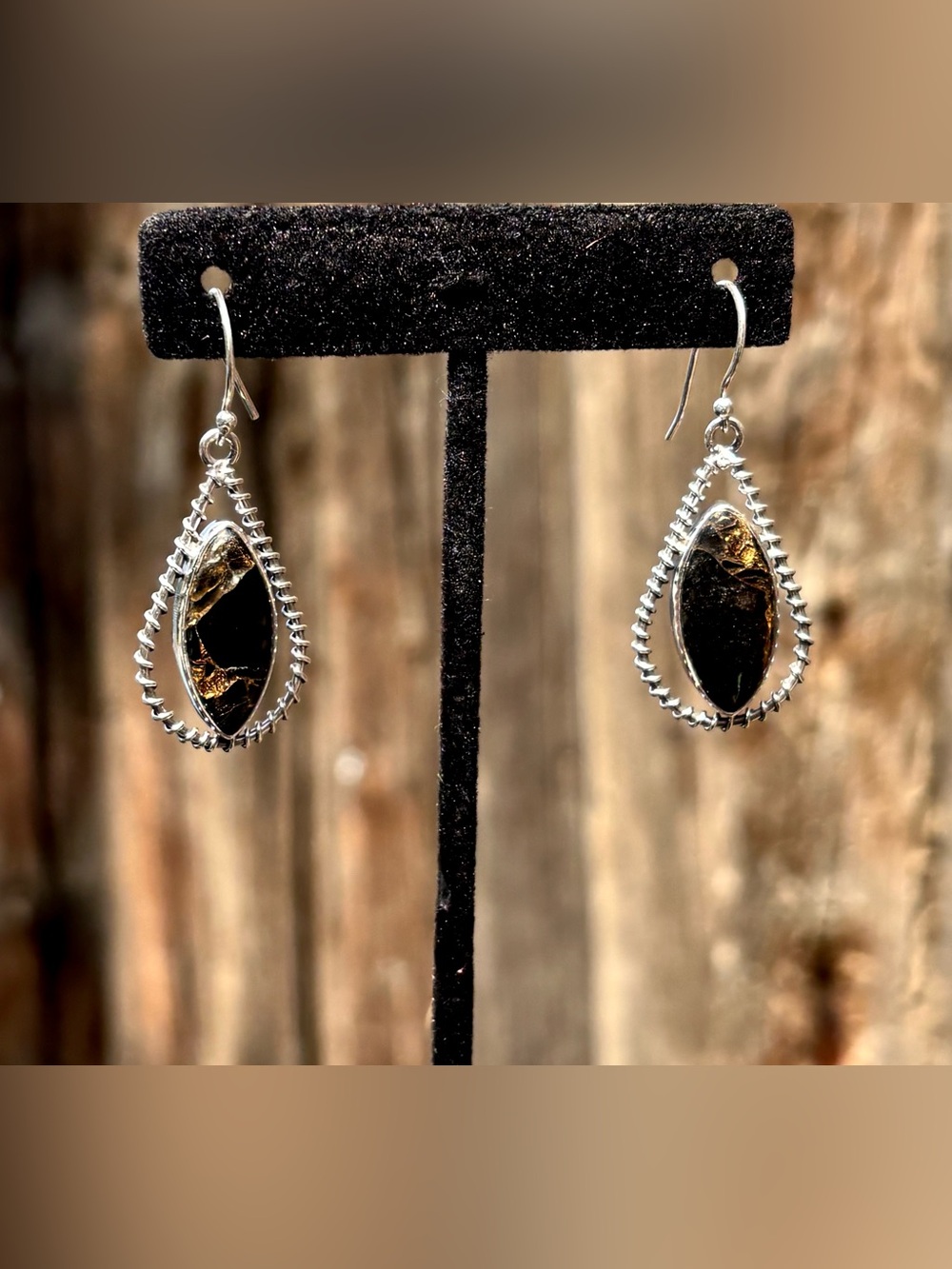 NEW! Black Copper Turquoise Earrings - Picture 6 of 13
